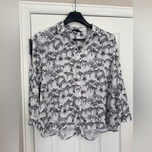 Jane & Delancy Leopard Button Down Top Women's 2X